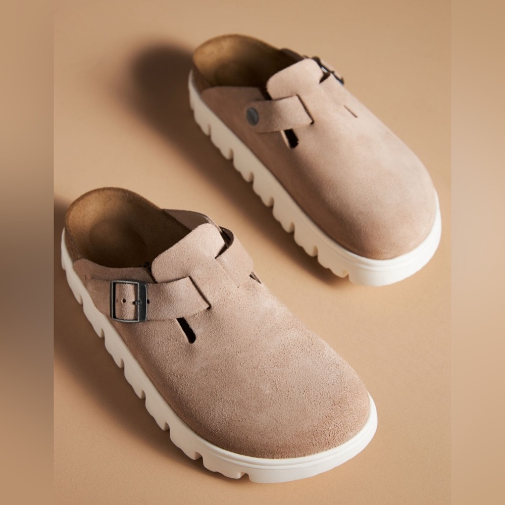 Birkenstock Boston Chunky Clogs, warm sand suede, 38